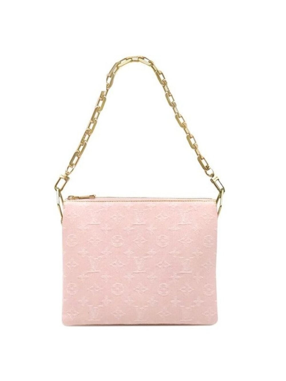 Louis Vuitton Shoulder Bag Coussin PM Monogram Denim Washed Pink Gold Chain
